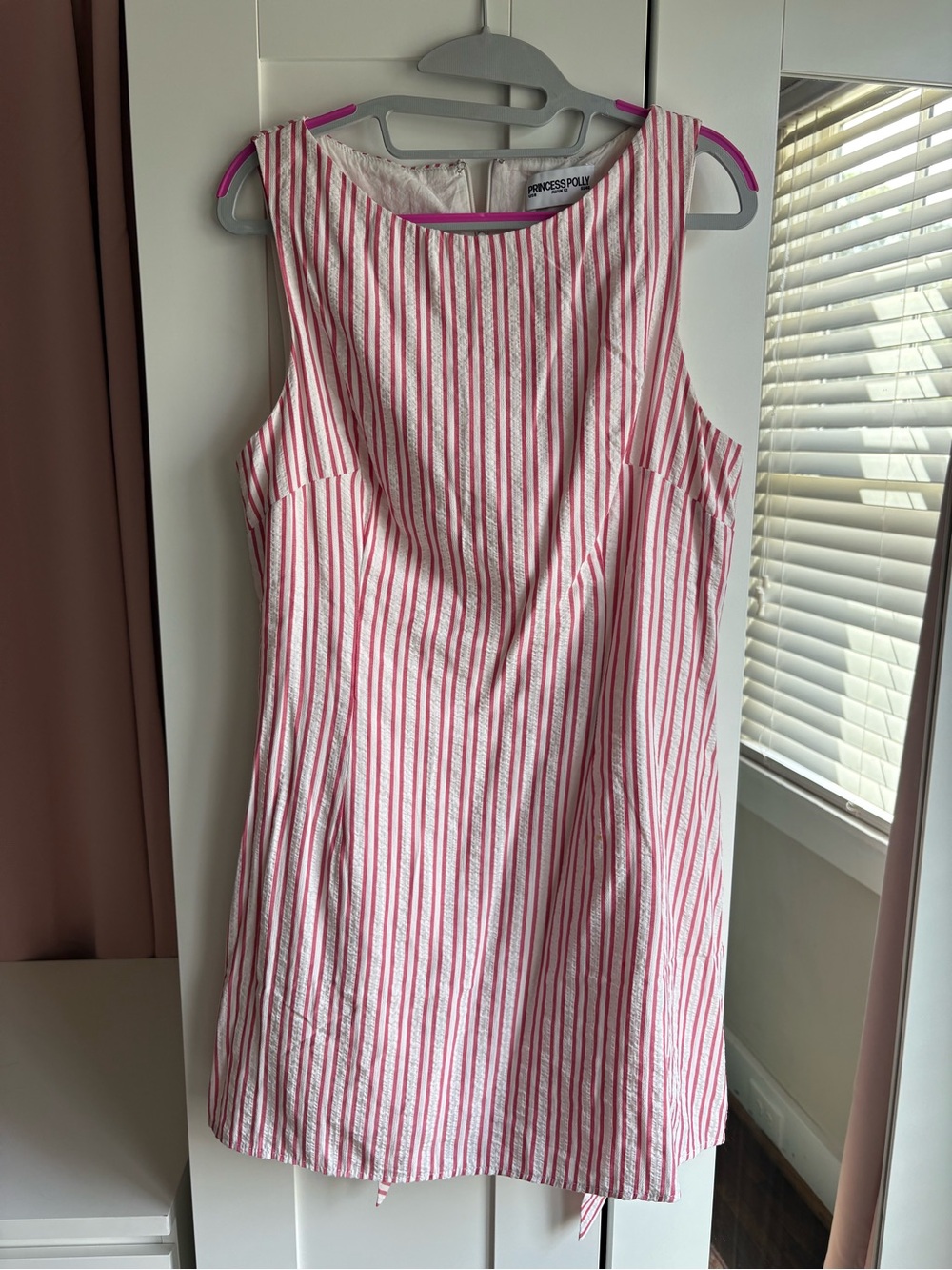 Princess Polly Pink and White Striped Sleeveless Shift Dress